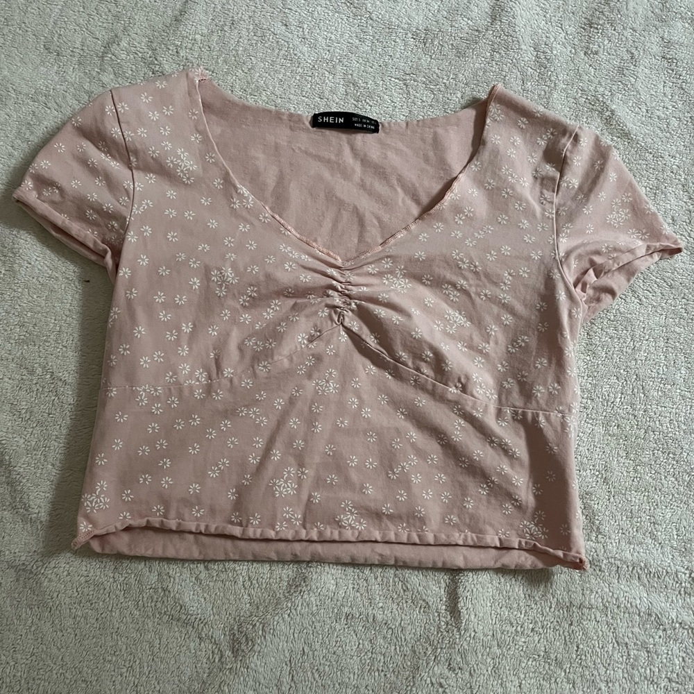 pink floral crop top